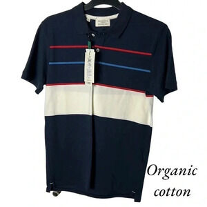 NWT -SELECTED HOMME  polo shirt ,organic cotton, bold stripes,blokecore,preppy